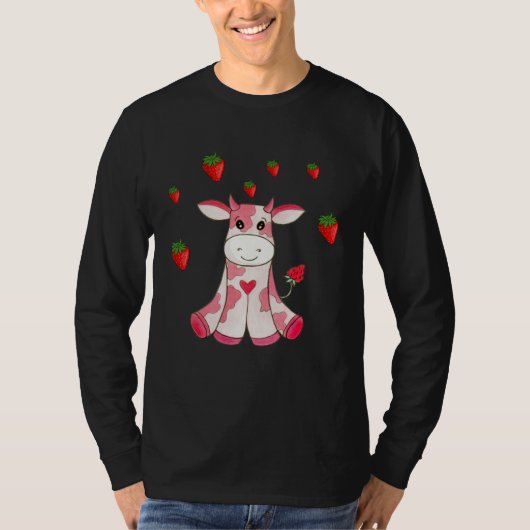 Cute Strawberry Cow Fruit T-Shirt (Vorderseite)
