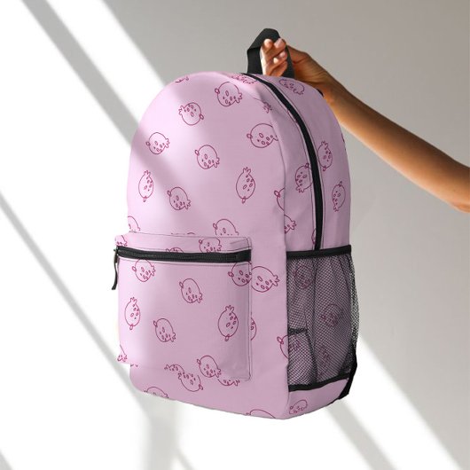Cute Strawberry Doodles – Minimal Kawaii Pattern Bedruckter Rucksack