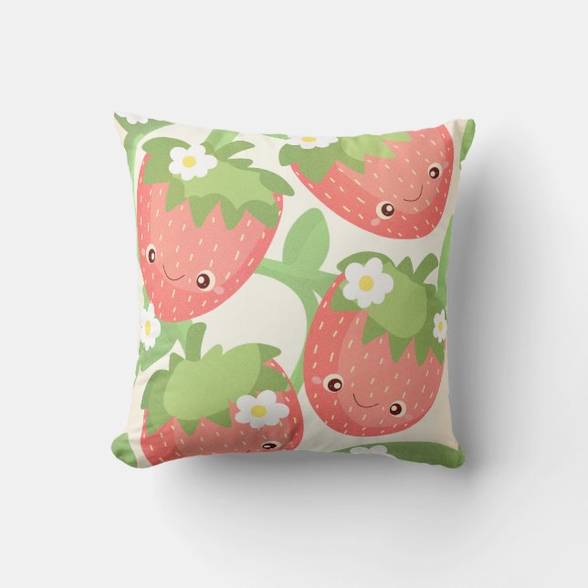 Cute Strawberry Garden  Kissen (Vorderseite)