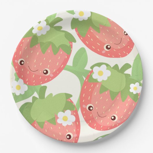 Cute Strawberry Garden  Pappteller (Vorderseite)