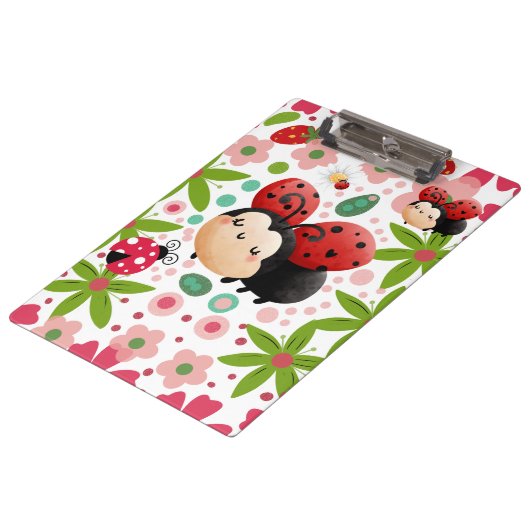 Cute Strawberry Ladybug Clipboard Klemmbrett (Schrägansicht)