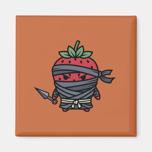 Cute Strawberry Ninja Assassin Japanese Pop Art Magnet (Vorne)