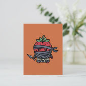 Cute Strawberry Ninja Assassin Japanese Pop Art Postkarte (Stehend Vorderseite)