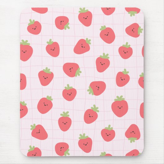 Cute Strawberry Pattern – Kawaii Strawberry Mousepad (Vorne)