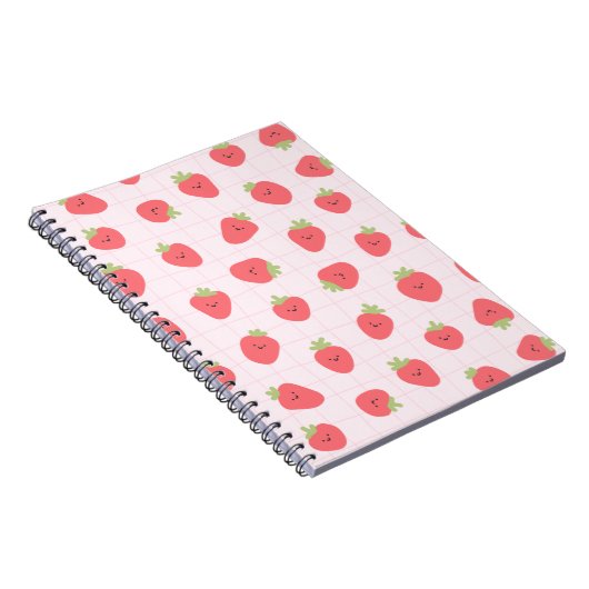 Cute Strawberry Pattern – Kawaii Strawberry Notizblock (Rechte Seite)