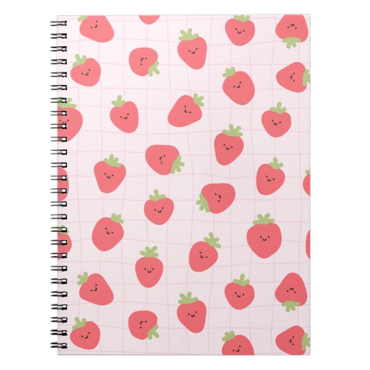 Cute Strawberry Pattern – Kawaii Strawberry Notizblock (Vorderseite)