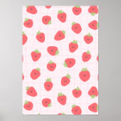 Cute Strawberry Pattern – Kawaii Strawberry Poster (Vorne)