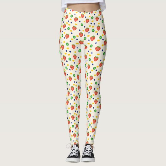 Cute Strawberry Pattern Leggings (Vorderseite)