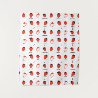 Cute Strawberry Pattern Tapestry Room Decor Wandteppich