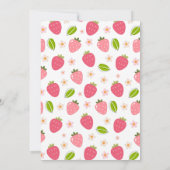 Cute Strawberry Pink Girls 1st Birthday Invitation Einladung (Rückseite)