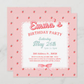 Cute Strawberry Square Invitation Einladung (Vorne/Hinten)
