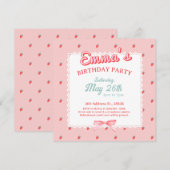 Cute Strawberry Square Invitation Einladung (Vorne/Hinten)