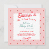 Cute Strawberry Square Invitation Einladung (Vorderseite)