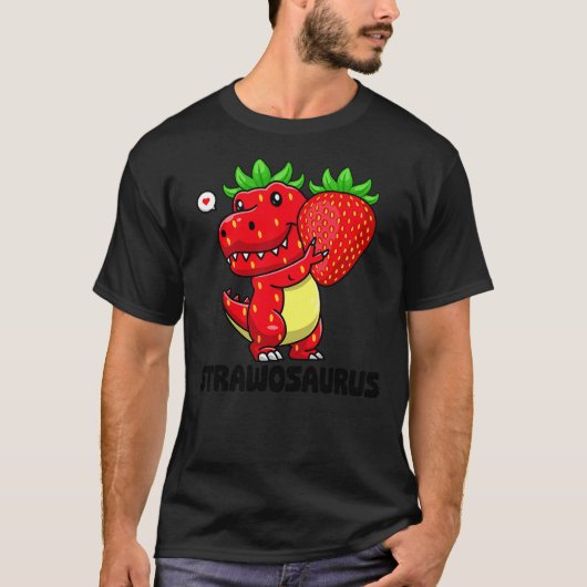 Cute Strawberry Summer Fruit Lover Dinosaur T Rex T-Shirt (Vorderseite)