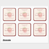 Cute Strawberry - Sweet Valentine Candle Label Quadratischer Aufkleber (Blatt)