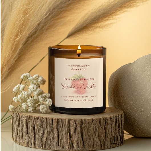Cute Strawberry - Sweet Valentine Candle Label Quadratischer Aufkleber