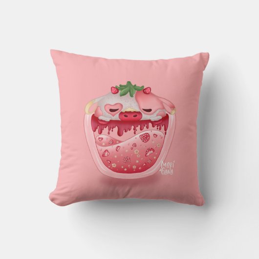 Cute Strawberry Throw Pillow – Kawaii Design Kissen (Vorderseite)