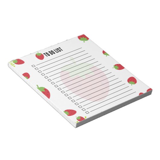 Cute Strawberry To-Do List Notepad Notizblock (angewinkelt)