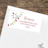 Cute String Lights Christmas Return Address Adressaufkleber