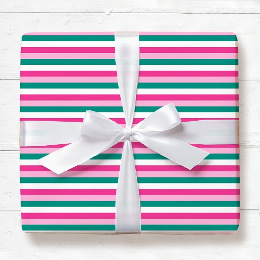 Cute Striped Pattern Pink Green White Seamless Geschenkpapier