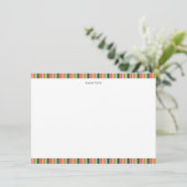 Cute Striped Personalized Stationery Name Holiday Dankeskarte (Stehend Vorderseite)