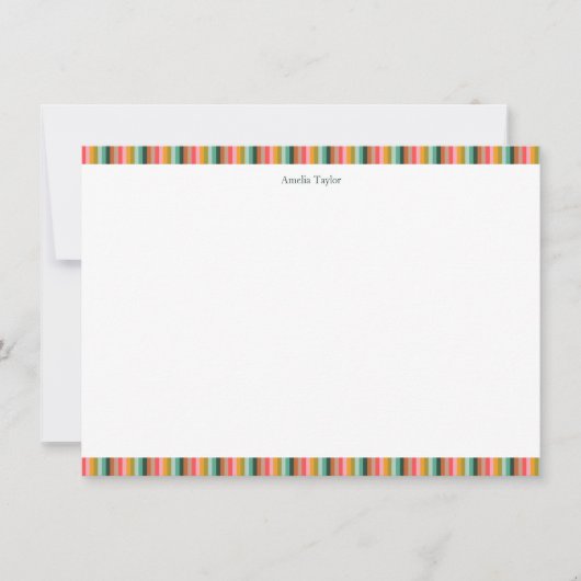 Cute Striped Personalized Stationery Name Holiday Dankeskarte (Vorderseite)