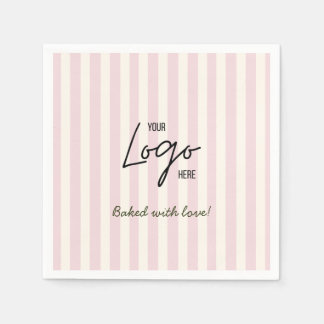 Cute Stripes Bakery Cafe Logo Baked With Love Serviette