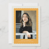 Cute Stripes Scallops Border Grad Announcement Einladung (Vorderseite)