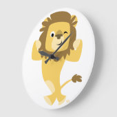 Cute Strong Cartoon Lion Plate Große Wanduhr (Winkel)