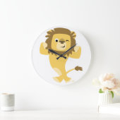Cute Strong Cartoon Lion Plate Große Wanduhr (Zuhause)