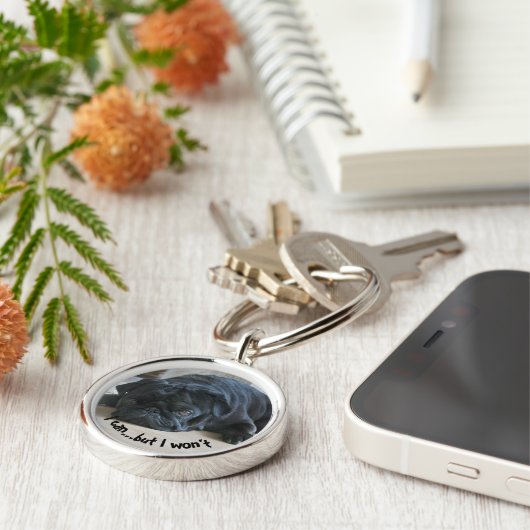 Cute Stubborn Pug Puppy I Can But I Won't Schlüsselanhänger (Seite)