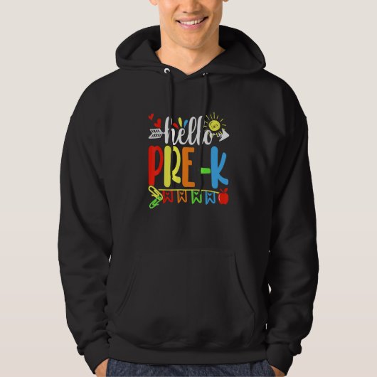 Cute Student Teacher Hello Pre K First Day Of Scho Hoodie (Vorderseite)