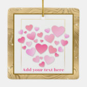 Cute Style Pink Hearts Romantic Valentine's Day Keramikornament (Rückseite)