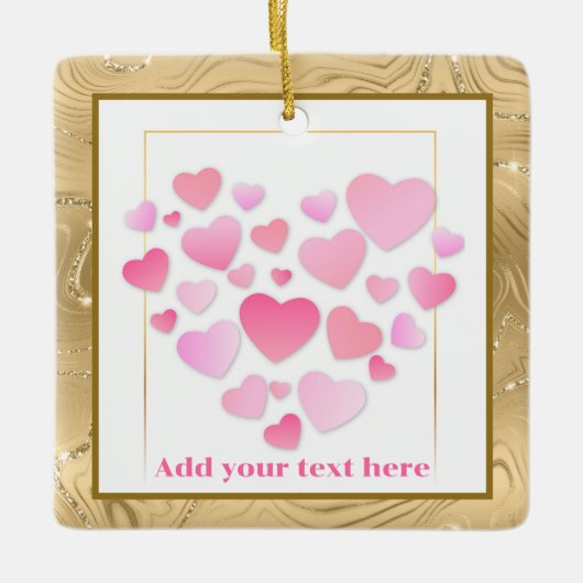 Cute Style Pink Hearts Romantic Valentine's Day Keramikornament (Vorderseite)