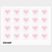 Cute Style Pink Hearts Romantic Valentine's Day Quadratischer Aufkleber (Blatt)