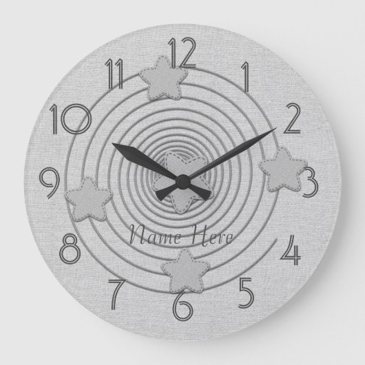 Cute Style Star Add Name Wall Clock Große Wanduhr (Vorderseite)