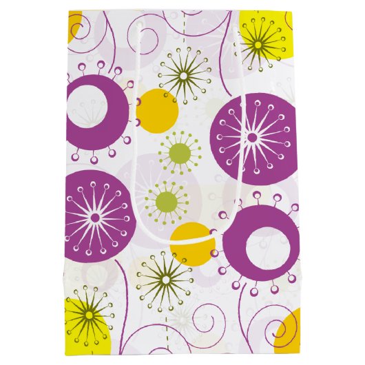Cute Stylized Flowers Pattern Mittlere Geschenktüte (Rückseite)
