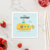 Cute Submarine Deep Sea Birthday Kids Photo Serviette (Beispiel)