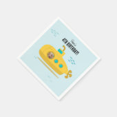 Cute Submarine Deep Sea Birthday Kids Photo Serviette (Ecke)
