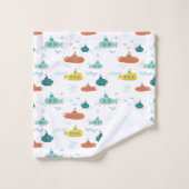 Cute Submarine Nautical Deep Sea Fish Kids Badhandtuch Set (Waschlappen)