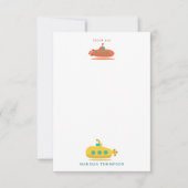 Cute Submarine Nautical Deep Sea Fish Kids Dankeskarte (Vorderseite)