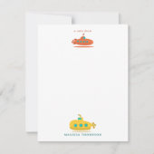 Cute Submarine Nautical Deep Sea Fish Kids Mitteilungskarte (Vorderseite)