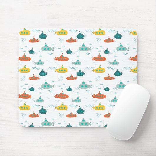 Cute Submarine Nautical Deep Sea Fish Kids Mousepad (Mit Mouse)