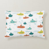 Cute Submarine Nautical Deep Sea Fish Pattern Dekokissen (Vorderseite)