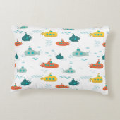 Cute Submarine Nautical Deep Sea Fish Pattern Dekokissen (Rückseite)
