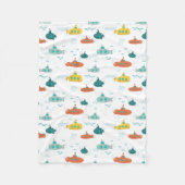 Cute Submarine Nautical Deep Sea Fish Pattern Fleecedecke (Vorderseite)