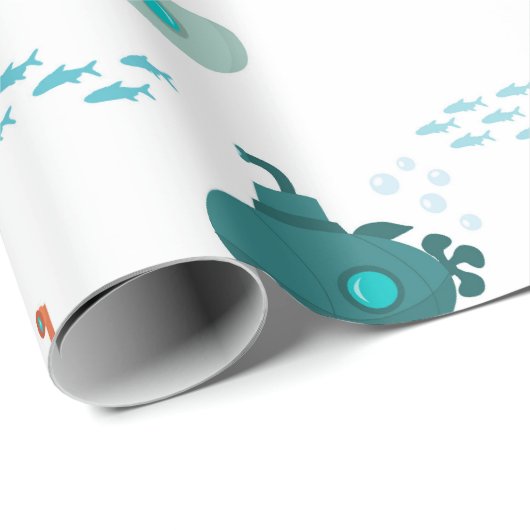 Cute Submarine Nautical Deep Sea Fish Pattern Geschenkpapier (Rolleneckpunkt)