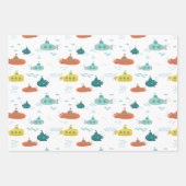 Cute Submarine Nautical Deep Sea Fish Pattern Geschenkpapier Set (Vorderseite 3)