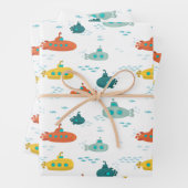 Cute Submarine Nautical Deep Sea Fish Pattern Geschenkpapier Set (Beispiel)