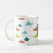 Cute Submarine Nautical Deep Sea Fish Pattern Kaffeetasse (Links)
